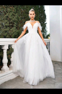 W015 Genevieve Off Shoulder Bridal Dress
